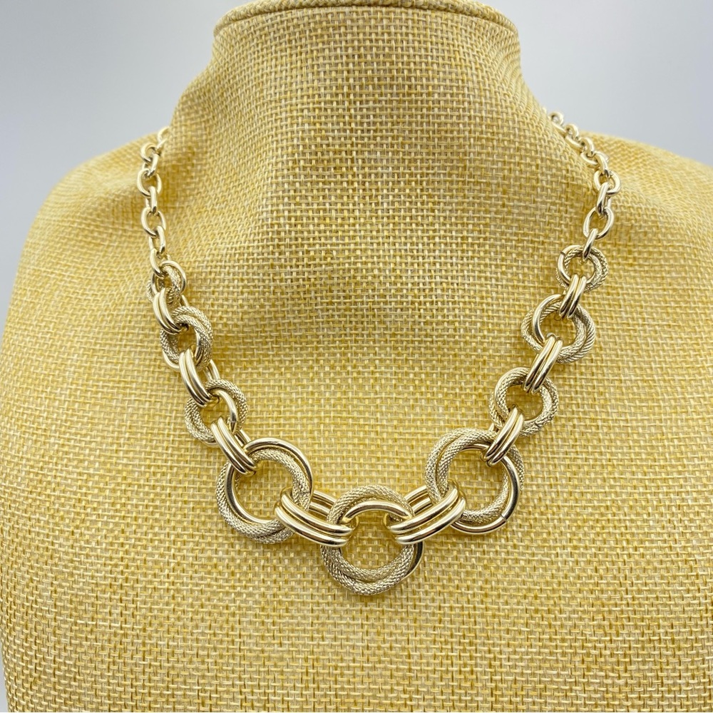 Vintage Germany Aluminum Lightweight Light Pale Gold Tone Chain Link Necklace
